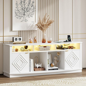 Meuble <span class=keywords><strong>TV</strong></span> LED moderne Centre de divertissement <span class=keywords><strong>TV</strong></span> 80 pouces avec prises de courant Console de stockage multimédia de jeu pour salon chambre à coucher - Product Image 1