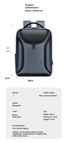 Sac d'étudiant USB de grande capacité personnalisé sac à dos de loisirs d'affaires en nylon sac à dos de voyage étanche pour ordinateur portable cadeau de noël pour homme