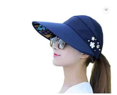 Mũ mùa hè cho phụ nữ có thể gập lại Sun hat Pearl Flower Visor