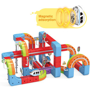 Huanuo 153 pièces Ensemble de blocs de construction magnétiques pour voiture sur rail, jouet éducatif Montessori, <span class=keywords><strong>petit</strong></span> <span class=keywords><strong>train</strong></span> à lévitation électrique, jeu de construction DIY pour enfants - Product Image 5