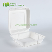 Boîte alimentaire biodégradable en bagasse de canne à sucre 9x9 pouces, résistante au congélateur, étanche, pour plats à emporter