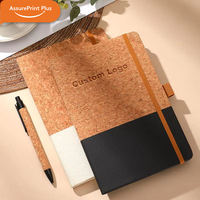 Carnet A5 en liège écologique avec couverture rigide, élastique et stylo, personnalisable avec logo, idéal pour le bureau ou comme cadeau d'entreprise