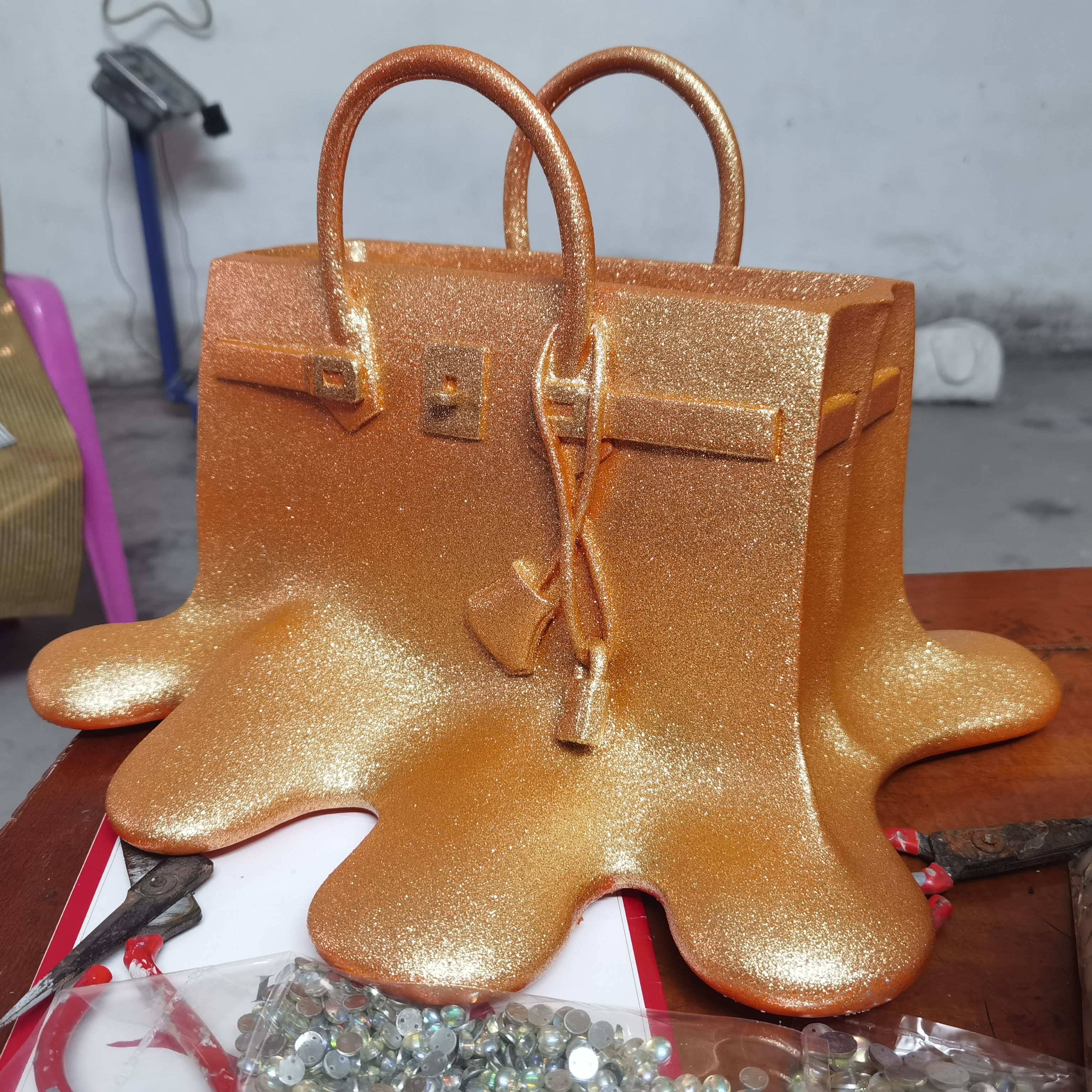 Ваза с цветами из смолы, Индивидуальная сумка из стекловолокна, статуя «сделай сам», домашний декор, сумка из стекловолокна