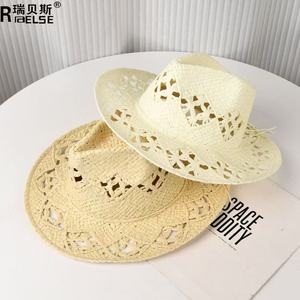 Bán Buôn Mùa Hè Sombrero Bãi Biển Phụ Nữ Người Đàn Ông Fedora Mũ Thanh Lịch Đồng Bằng Mặt Trời Biểu Tượng Tùy Chỉnh Giấy Panama Mũ Rơm - Product Image 4