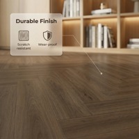Parquet stratifié vintage multi-couches à chevrons avec motif bois foncé et parquet de 15 mm pour salon, extérieur et usage en parc