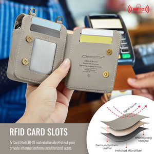 CaseMe Mini sac de voyage léger à bandoulière pour <span class=keywords><strong>Galaxy</strong></span> Buds 3 <span class=keywords><strong>2</strong></span> FE avec multi-cartes Portefeuille en cuir Pochette de téléphone pour <span class=keywords><strong>Air</strong></span> Pods 3 <span class=keywords><strong>2</strong></span> - Product Image 4