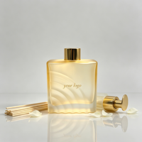 Bouteille diffuseur de parfum carrée transparente personnalisée de 200 ml, bouteille diffuseur de parfum en verre vide, bouteille diffuseur de parfum de luxe avec bouchon à vis