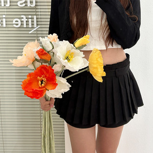 Artificial Poppy <b>Flowers</b> Flocked <b>Silk</b> High Simulation Wedding Home Decor Props - Product Image 2