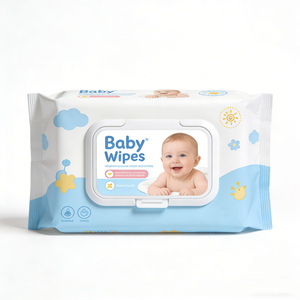 Lingettes nettoyantes personnalisées en usine OEM, 80 lingettes, 99 % eau pure, lingettes humides pour bébé, biodégradables et sans alcool, pour peaux sensibles - Product Image 1
