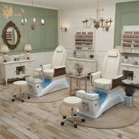Chaise de pédicure rose personnalisée à la mode avec massage des pieds, chaise de spa pour les pieds écologique et ensemble de table de manucure pour salon de manucure