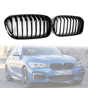 Griglia Anteriore LUMA 15-17 in ABS per <span class=keywords><strong>BMW</strong></span> <span class=keywords><strong>Serie</strong></span> <span class=keywords><strong>1</strong></span> F20 F21 2015 2016 <span class=keywords><strong>2017</strong></span>, Griglia a Singola Barra in Nero Lucido/Opaco Colore M - Product Image 1