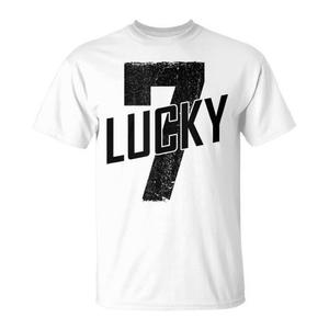 เสื้อยืดลาย Lucky Seven Distressed Lucky Number 7 รุ่น Unisex สำหรับผู้ใหญ่ ไซส์กลาง สีขาว ผ้าฝ้าย เสื้อโปรโมชั่น - Product Image 2