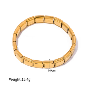 กำไลชุบทอง18K สไตล์เรียบง่ายสตรีทแวร์สแตนเลสสีทึบสไตล์แฟชั่น - Product Image 6