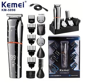 <span class=keywords><strong>Kemei</strong></span> KM-5898 Kit de toilettage 11 en 1 pour salon de coiffure Ensemble de tondeuse à cheveux lavable et rechargeable pour hommes Vente en gros - Product Image 1