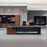 Bureau de direction de luxe moderne, ergonomique, en forme de L, avec meubles durables en bois de haute technologie pour la table du PDG et du patron