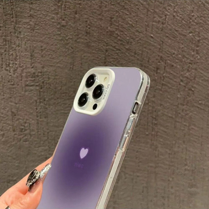 Custodia per cellulare colorata <span class=keywords><strong>viola</strong></span> a forma di <span class=keywords><strong>cuore</strong></span> in argento per <span class=keywords><strong>iPhone</strong></span> 16 Plus 17 Pro Max 14 13, cover posteriore trasparente IMD - Product Image 3