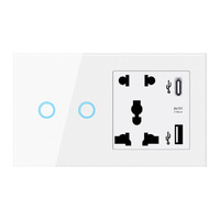 Interruptor Inteligente WiFi Smart Life, Enchufe de Pared Duradero de 240V con 2 Tomas USB+Tipo-C, Panel Táctil, Doble Polo/Doble Vía, Resistente al Agua