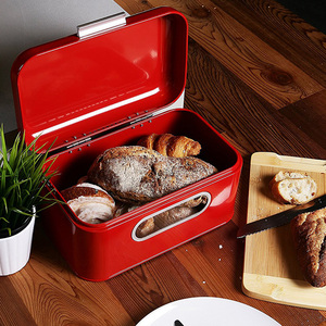 Bakery Accessories Customized Iron Square Bread Box with Lid Bread <strong>Bin</strong> Metal Bread <strong>Storage</strong> Container for Kitchen Food <strong>Storage</strong> - Product Image 1