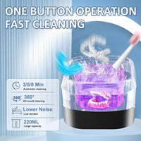 Pembersih Gigi Ultrasonik UV Multifungsi 220ml Baru 2025 48kHz 24W Timer Digital Elektrik untuk Penggunaan Rumah Tangga, untuk Gigi Palsu dan Aligner