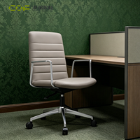 Chaise de bureau ergonomique avec roulettes et dossier bas, chaise de réunion, chaise de direction en cuir
