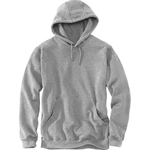 Sudadera con Capucha para Hombre, Corte Regular, Color Gris Sólido, Logotipo en el Bolsillo de la Manga, Ropa Casual de Otoño - Product Image 1