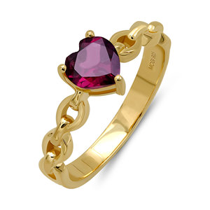 Bague géométrique en argent sterling 925 plaqué or avec rhodolite sertie à griffes pour femme - Bijou de luxe pour cadeau de mariage - Product Image 6