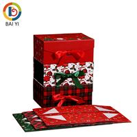 Boîte cadeau de Noël vert foncé avec rouge réveillon de Noël grande boîte revêtement UV imprimé boîte vide pour emballage d'écharpe de pyjama