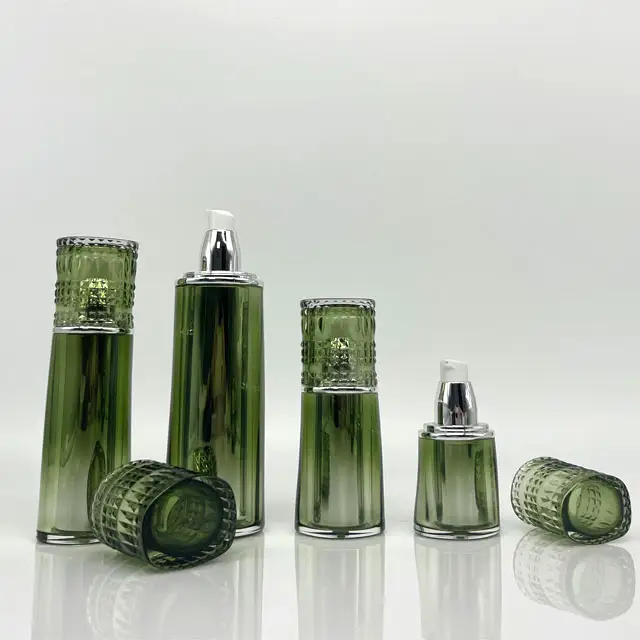 15ml 30ml 50ml 100ml 120ml Luxury Acrylic Cosmetics Packaging Green Plastic bottle Beauty Lotion Biodegradable skin care Set