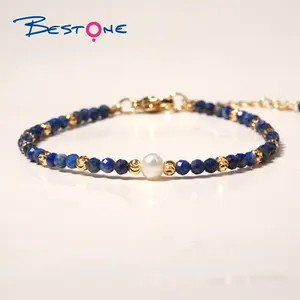 Nouveau Design Cuivre Plaqué Or Véritable Perles 3.5mm Pierres Précieuses Bijoux Perle D'eau Douce Réglable Bracelet Personnalisé pour les Femmes