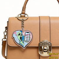Spookachtig hart acryl sleutelhanger Screaming Spirit met CALL ME telefoon & roze harten, metalen ring + ketting voor sleutels, tassen