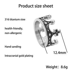 <b>Crown</b> Ring Men's Stainless Steel <b>Silver</b> Geometric Punk Style Gift Jewelry 26088 - Product Image 5