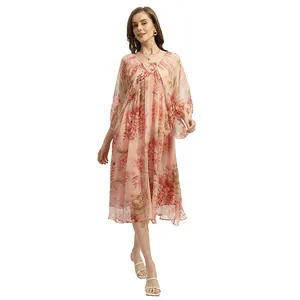 Wholesale 2024 Spring Summer New Ruched Lace Dress Women's Modest Sleeves Elegant Dress
