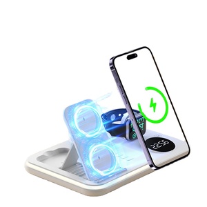Dispositivos Electrónicos al por Mayor, Soporte de Carga Inalámbrica Rápida Plegable de 30 W con Luz LED para <span class=keywords><strong>iPhone</strong></span>, Cargador Inalámbrico 4 en 1 - Product Image 1