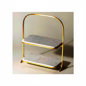 Custom Design Iron and <b>Marble</b> Dual Section Handcrafted <b>Cake</b> <b>Stand</b> Manufacturer Indian Factory - Product Image 1