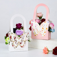 Boîte à fleurs créative, boîte à bouquet, emballage pour la fête des mères, décoration pour maman, boîte cadeau, sac papillon rose