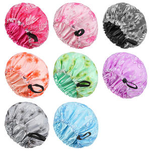 Bonnet <span class=keywords><strong>de</strong></span> douche double couche imperméable à l'eau <span class=keywords><strong>Bonnets</strong></span> <span class=keywords><strong>de</strong></span> douche réutilisables <span class=keywords><strong>Bonnets</strong></span> <span class=keywords><strong>de</strong></span> bain à bande élastique pour femmes - Product Image 3