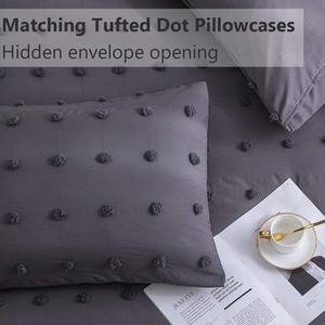 Ensemble de couette Queen (<span class=keywords><strong>90x90</strong></span> pouces) 3 pièces-Couette légère en coton jacquard doux avec 2 taies <span class=keywords><strong>d</strong></span>'<span class=keywords><strong>oreiller</strong></span> - Product Image 5