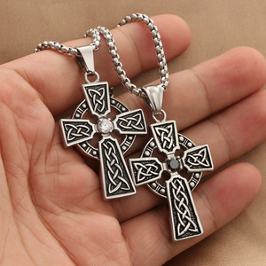 Men's <b>Titanium</b> Steel Cross Pendant With Diamond Round Brilliant Cut Geometric Design Everyday Wear 280190 - Product Image 4