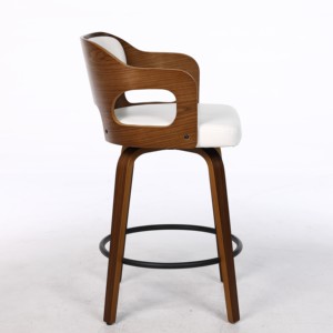 Ghế quầy bar xoay hiện đại bằng da, khung gỗ óc chó, bọc nệm, dùng cho phòng ăn, phòng ngủ, nhà bếp, phòng khách - Product Image 3