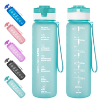 Bouteille d'eau 32oz/1000ml givrée personnalisée sans Bpa Tritan en plastique bouteille d'eau potable de sport bouteille d'eau de gymnastique motivationnelle