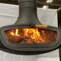 Cheminée suspendue personnalisée à bois avec porte en verre pour l'intérieur des maisons, villas, hôtels, chauffage au feu véritable