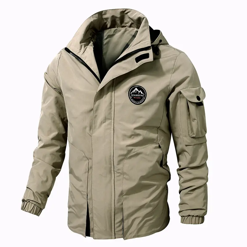 Oem invierno hombre abrigo en blanco logotipo personalizado trabajo Casual ropa de trabajo impermeable resistencia al agua Safari senderismo chaqueta al aire libre para hombres