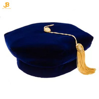 Cheap Custom Velvet Ny Caps 6 Tam Hat Gorra hexagonal con borla dorada para PhD Graduate