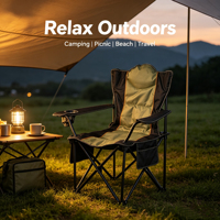 Chaise de jardin pliante moderne, légère, durable, confortable, avec accoudoirs rembourrés en coton Oxford, pour le camping, le barbecue