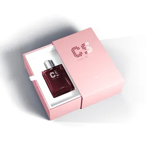 Customized Logo New Luxury Perfume Box Pink 30ML 50ML Drawer Magnetic Style EVA Foam Glass Bottle Perfume Boxes With Paper Bag