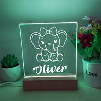 Livraison directe Veilleuse personnalisée gravée unique Cadeaux pour enfants Nom personnalisé Lune et étoiles Acrylique 3D USB Lampe