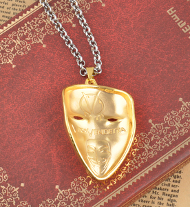 Collar con Colgante de la Máscara de V de Vendetta, Estilo Clásico, de Oro, para Hombre y Mujer, Ideal para Aniversario - Product Image 2