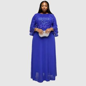 New Arrival Elegant Chiffon Embroidery Ruffles Digital Flare Stack Sleeve Maxi Dress Women Natural Waist Eco-Friendly Breathable - Product Image 2