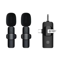 Microphone sans fil 3 en 1 pour diffusion en direct K15, micro-cravate double canal
