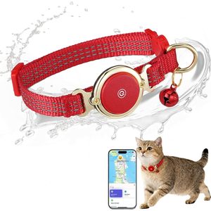 Collier intelligent de suivi GPS pour chat, rouge, étanche, avec Bluetooth et clochette pour chats et chatons - Product Image 1